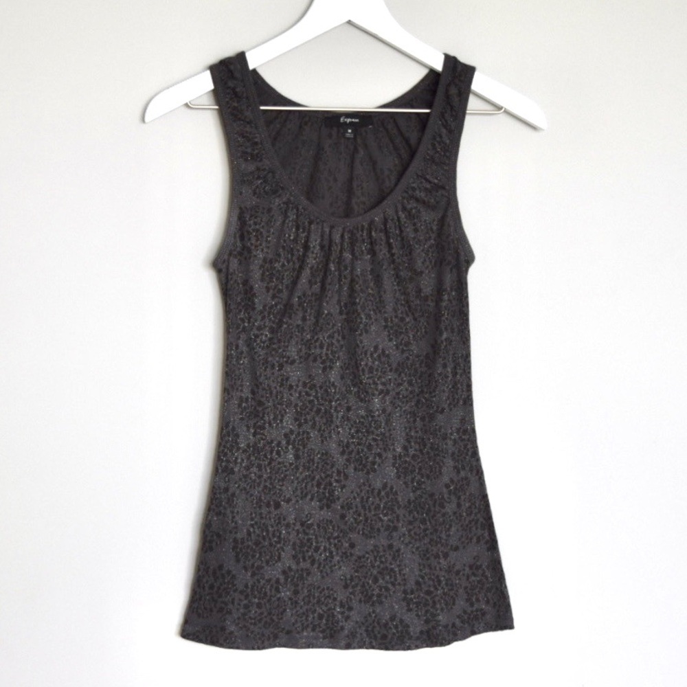 Dark Gray Express Semi-Sheer Patterned Tank